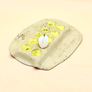 Handmade Ceramic Easter Egg Holder, Rustic Pottery Egg Tray Easter Brunch Gifts, Farmhouse Kitchen Decor, Speckled Ceramic Easter Tableware