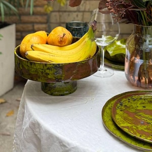 Pedestal serving bowl, Handmade  bowl for Fruits, modern home, minimalist design, dining table ceramic decor, Pottery 9th anniversary gift