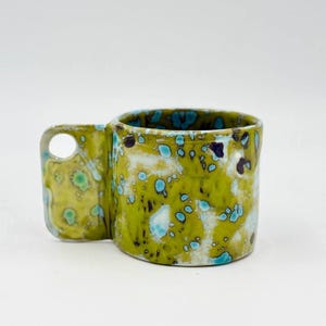 Handmade Speckled Ceramic Mug, Rustic Green  Stoneware Tea Cup, Unique Pottery Coffee Mug, Modern Artistic Drinkware, Mothers Day Gift