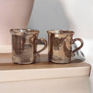 Handmade Bronze Ceramic Cup Set, Rustic Pottery Mugs for Couples, Family, Friends, Tea Party, Coffee Lovers Gifts, Pottery Housewarming Gift