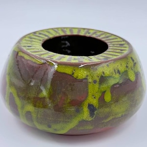 Handmade Ceramic Bowl, Rustic Green Brown Pottery Bowl, Decorative Stoneware Bowl, Small Serving Dish, Unique Artisan Home Decor