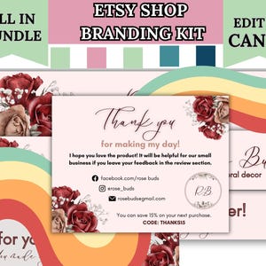 Sjabloon Etsy-brandingkit: logo's, banners, winkelpictogrammen, visitekaartjes en meer voor een professionele online winkellook