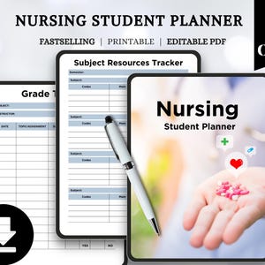 Study Sheets and Trackers | Nursing Student Planner Bundle | Printable & Editable Planner for Nursing School