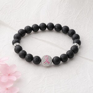Beads of Hope | Bead with Pink Ribbon | Diffuser Bracelet