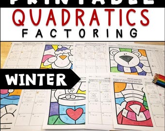 Winter Quadratics Factoring Color By Number 10th Grade Algebra 1 Math Activity