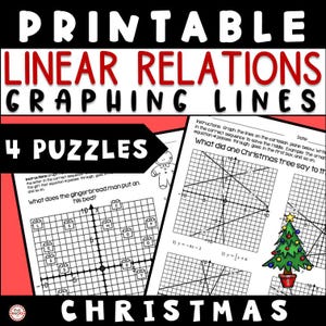 Graphing Linear Equations Christmas Math Puzzle Activity Worksheet 8th Grade