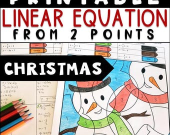 Christmas Equation Of A Line From 2 Points Coloring Page Math Activity 8th Grade