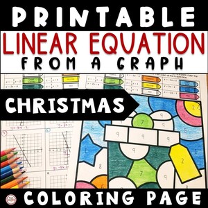 Christmas Equation Of A Line From A Graph Coloring Page Math Activity 8th