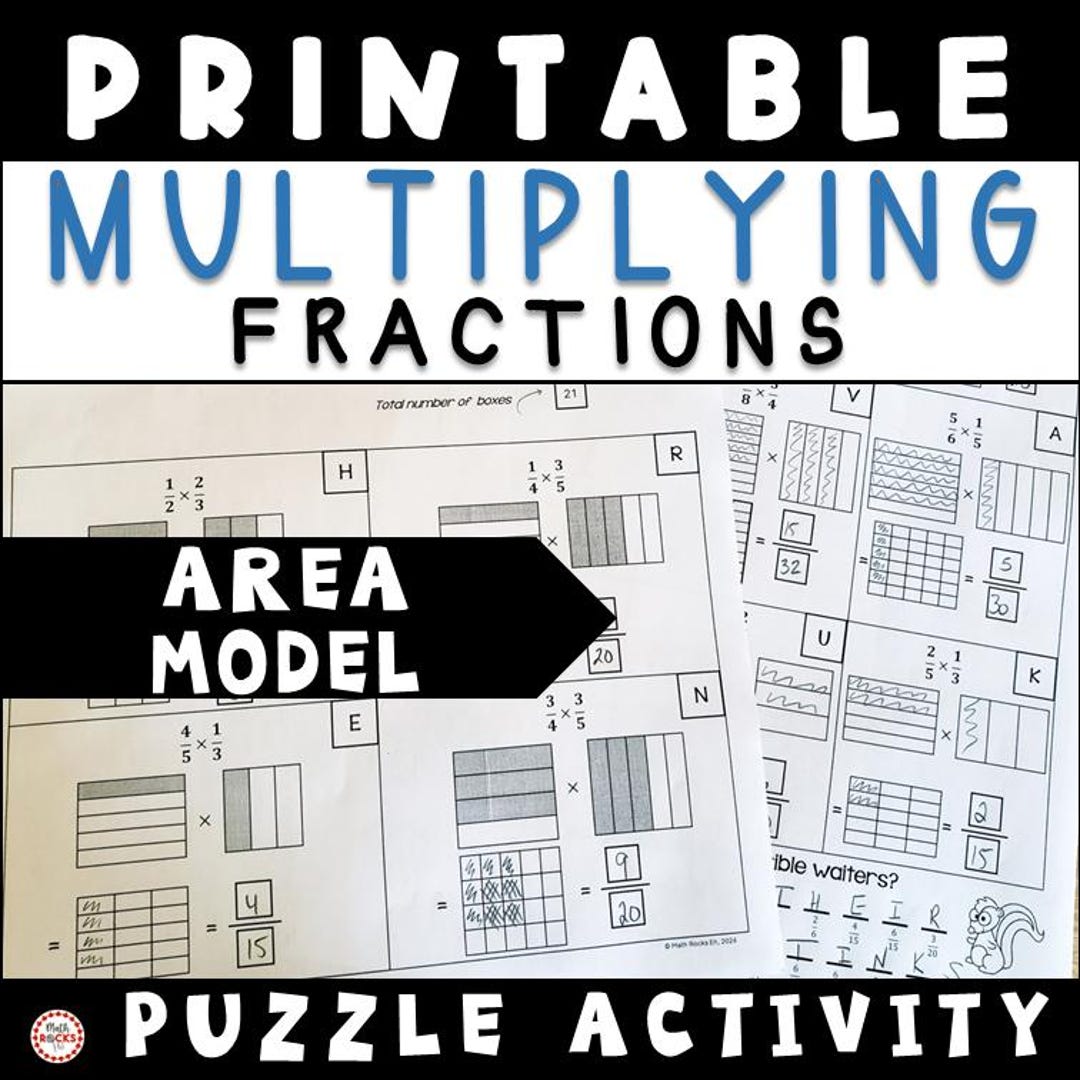 Multiplying Fractions Visual Area Model Fractions 5th Grade Printable ...