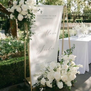 Modern Wedding Welcome Sign, Custom Linen Wedding Sign, Fabric Sign, Wedding Fabric Welcome Sign, Wedding Welcome Sign
