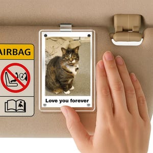 Benutzerdefinierter Acrylautovisier-Fotoclip, Verwandeln Sie Ihre Haustier-, Familien- oder Lieblingserinnerungen in Sonnenblende, fahrersichere Sonnenblende, Fotoautozubehör
