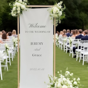 Modern Wedding Welcome Sign, Custom Linen Wedding Sign, Fabric Sign, Wedding Fabric Welcome Sign, Wedding Welcome Sign