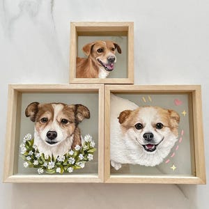Pintura a óleo personalizada para animais de estimação com moldura: Arte personalizada em memória de cães