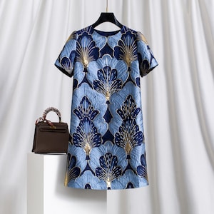 blue and gold dress macys Flower royal blue and gold combination dress