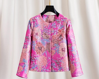 Hand-Embroidered Floral Jacquard Dress: 3D Beaded Dress