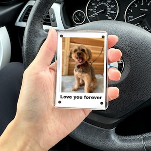 Benutzerdefinierter Acrylautovisier-Fotoclip, Verwandeln Sie Ihre Haustier-, Familien- oder Lieblingserinnerungen in Sonnenblende, fahrersichere Sonnenblende, Fotoautozubehör