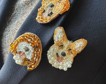 Personalized Beaded Dog Portrait Keychain, Handmade Pet Memorial Charm