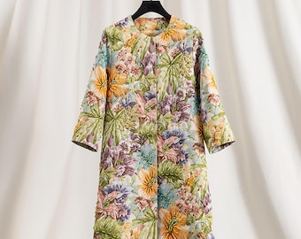 Hand-Embroidered Floral Jacquard Coat: 3D Beaded Jacket