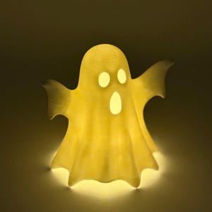 Set of 2 Spooky 3D Printed Ghost Tealight Holders – Battery-Operated Candle Decor (Flameless Only)