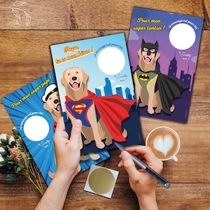 Carte à gratter personnalisable / Carte Papa mon héros / Carte super tonton / Carte super papi