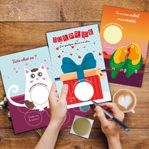 Carte à gratter personnalisable / Carte cadeau / Carte surprise / Carte Tatie / Carte amoureux