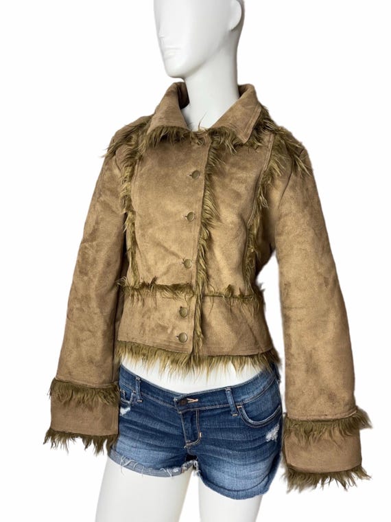 Vintage Faux Sheepskin Faux Fur Cropped Avant Garde Coat Afghan Style Jacket