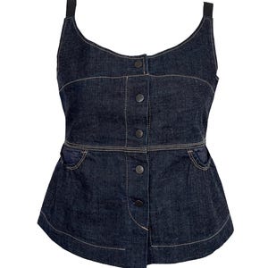 Marithe Francois Girbaud, camiseta sin mangas con corsé de mezclilla vintage