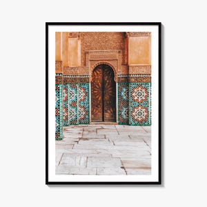 Moroccan Tile Fine Art Photo Print, Marrakech Morocco, Islamic Pattern, Mosque, Ben Youssef
