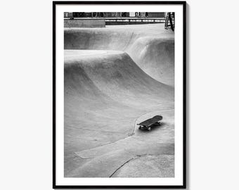 Skateboard Black and White Fine Art Photo Print, Venice Beach Skate Park, Wall Decor