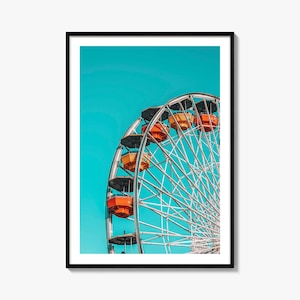 Riesenrad Kunstdruck | Farbe Fotografie Poster | Lebendige Wandkunst | Vergnügungspark-Dekor | Geschenk für Kunstliebhaber