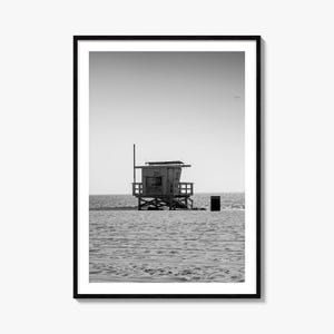 Fine Art Lifeguard Stand Print | Black & White Photography Poster, Coastal Wall Art, Beach Decor, Nautical Home Design