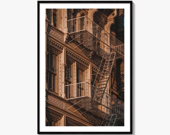 SoHo Fire Escape Urban Architecture Fine Art Photo Print, Manhattan New York City