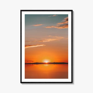 Impresión de puesta de sol tranquila / Póster de fotografía en color de bellas artes / Arte mural de naturaleza / Decoración de serenidad para el hogar y la oficina