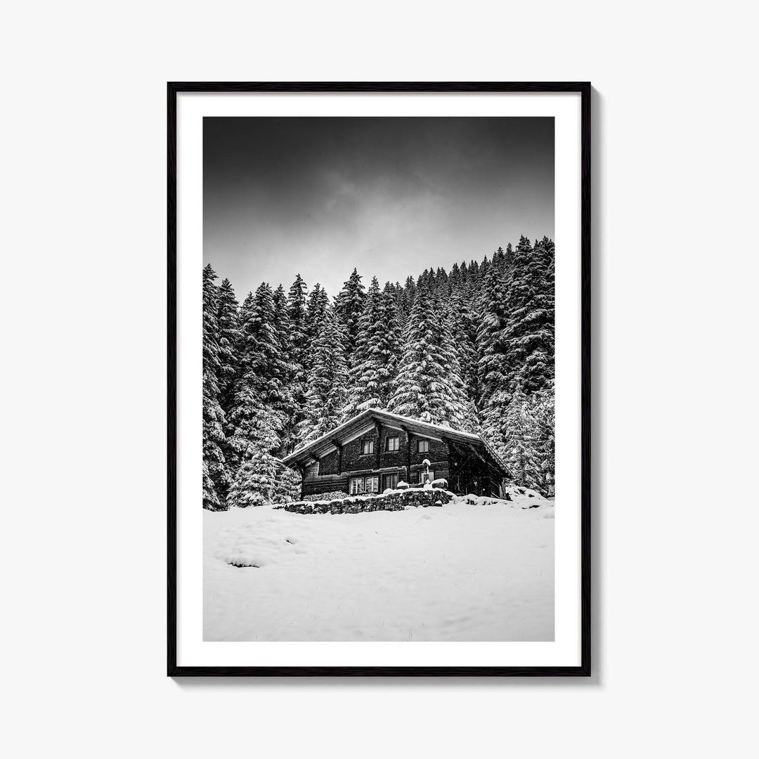Grindelwald Switzerland Black and White Fine Art Photo Print, Snowy ...