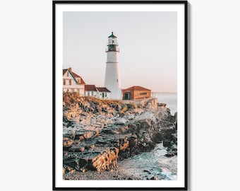 Portland Head Light Fine Art Photo Print, Cape Elizabeth Poster, Maine Coast Wall Decor