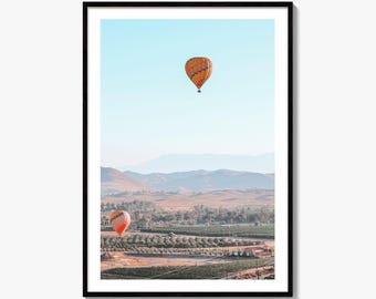 Hot Air Balloon Fine Art Photo Print, Temecula California, Wall Decor, Countryside, Sky