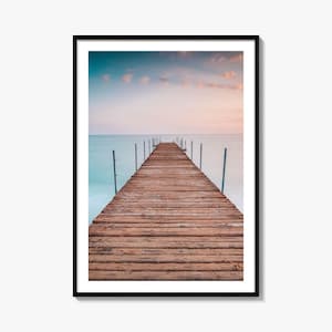 Fine Art Pier Print, Farbfotografie Poster für Wohnkultur, Küstenwandkunst, Meer Fotografie, Nautisches Dekor