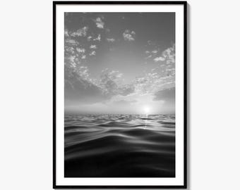 Ocean Waves Black and White Fine Art Photo Print, Wall Decor, Beach Photography, Seascape