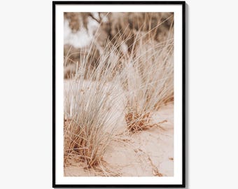 Beach Grass Fine Art Photo Print, Coastal Dune Wall Decor, Vertical, Desert Plants