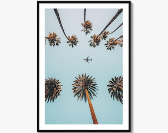 Airplane Fine Art Photo Print, Palm Trees, Aviation Wall Decor