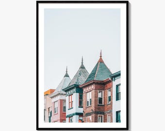 Victorian Row Fine Art Photo Print, 18th Street, Adams Morgan, Washington DC, Architecture