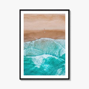 Impresión de bellas artes de olas de playa aéreas / Póster de fotografía en color / Arte mural costero, decoración de playa, fotografía del océano