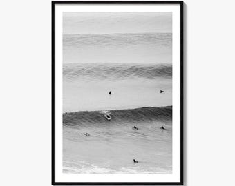 Fine Art Surfer Print | Black & White Photography Poster | Coastal Wall Decor | Surf Lover Gift | Minimalist Wall Art