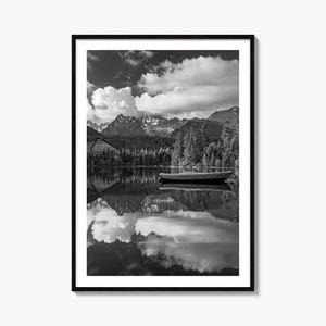 Fine Art Morgen Landschaft Druck | Schwarzweiß-Fotografie, Naturposter, Naturwandkunst, Wohnkultur, rustikales Wohnzimmerdekor