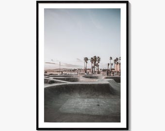 Venice Beach Skatepark Fine Art Photo Print, California Wall Decor, Palm Trees, Skating