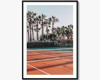 Tennisplatz Fine Art Fotodruck, Wanddekor, Natur, Palmen, Outdoor