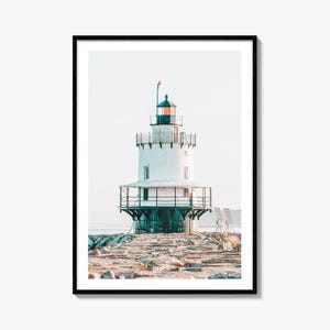 Spring Point Ledge Lighthouse Fine Art Photo Print, South Portland Maine Coastal Decor