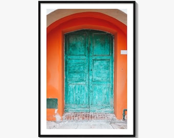 Turquoise Door Fine Art Photo Print, Peccioli Tuscany Italy, Pisa