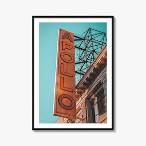 Stampa fotografica artistica dell'Apollo Theater, Harlem, New York City, insegna al neon