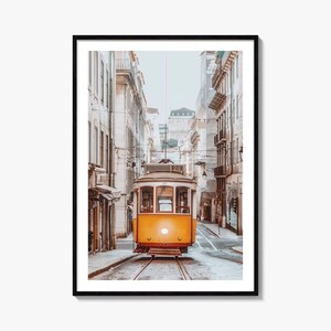 ファインアート イエロー ケーブルカー プリント | カラー写真ポスター | アーバン ウォール アート | 旅行用装飾 | モダン ホーム 美的アート プリント